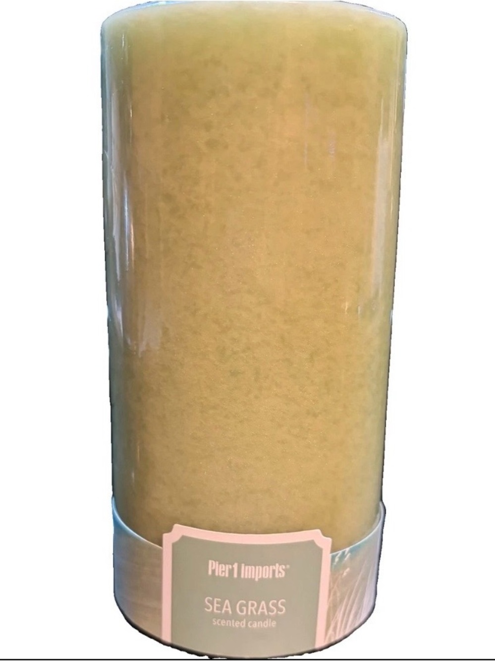 Pier 1 Imports Sea Grass Scented Pillar Candle 6” green (read description)